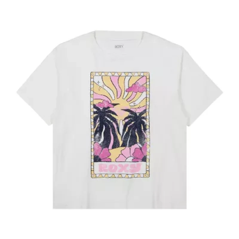 Roxy Big Kid Girls Crew Neck Short Sleeve Oversized Graphic T-Shirt