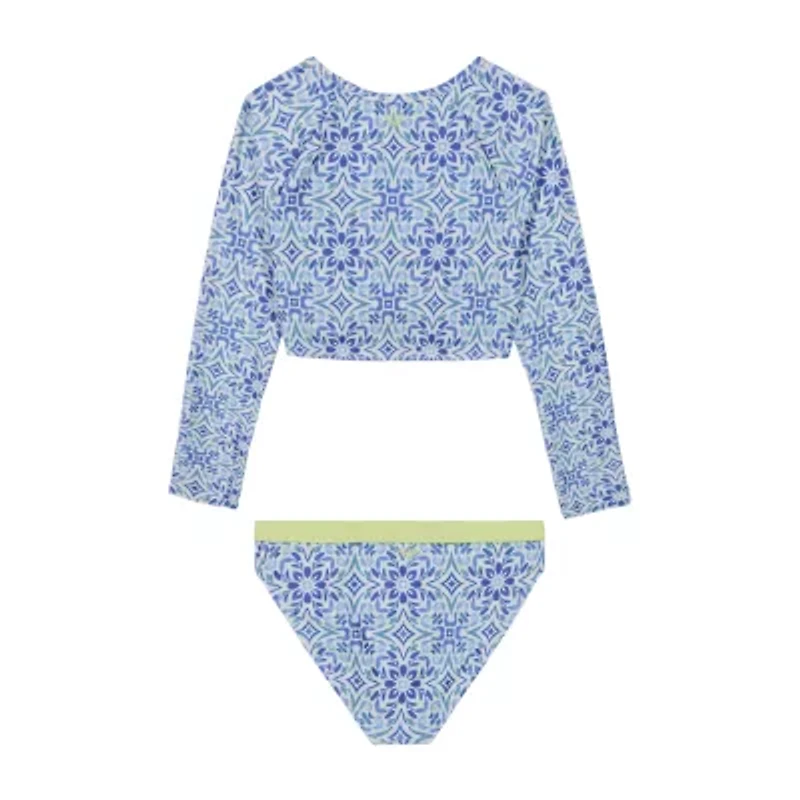 Roxy Big Girls Fresco Tile Cropped Rash Guard Set