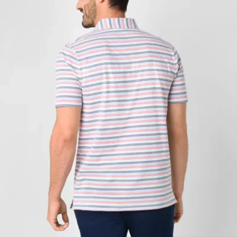 St. John's Bay Striped Sueded Jersey Mens Slim Fit Short Sleeve Polo Shirt