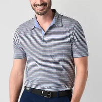 St. John's Bay Striped Sueded Jersey Mens Slim Fit Short Sleeve Polo Shirt