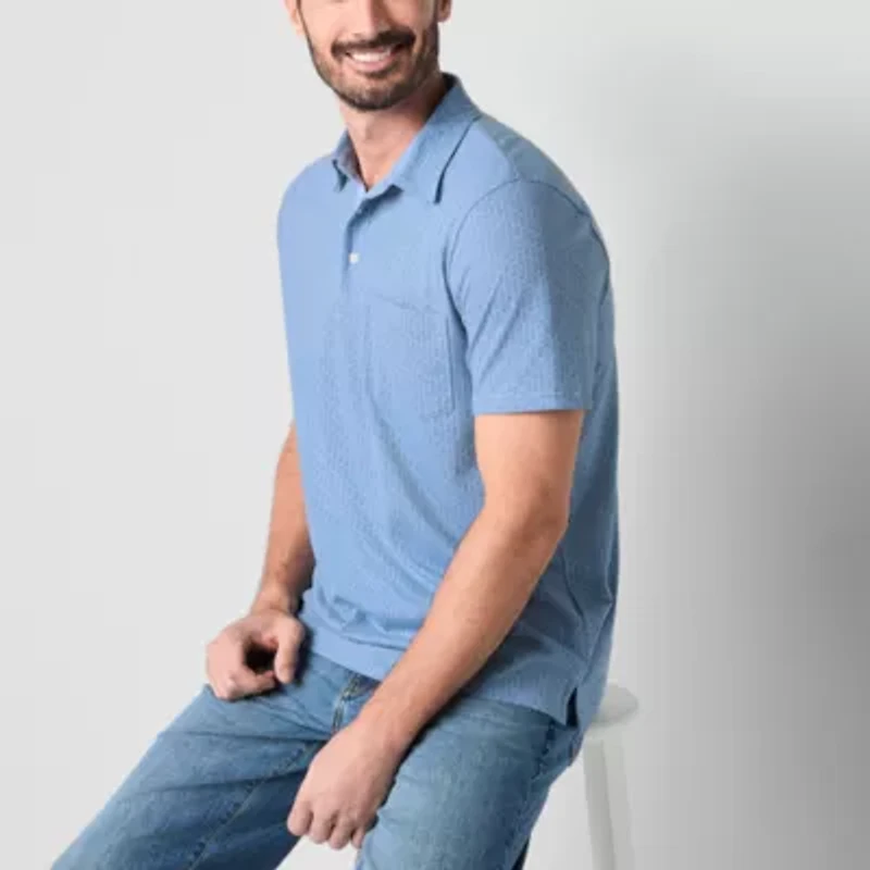 St. John's Bay Sueded Jersey Mens Classic Fit Short Sleeve Polo Shirt