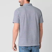 St. John's Bay Striped Sueded Jersey Mens Classic Fit Short Sleeve Polo Shirt