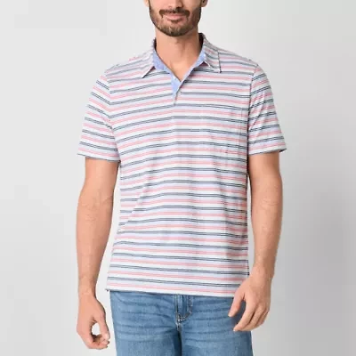 St. John's Bay Striped Sueded Jersey Mens Classic Fit Short Sleeve Polo Shirt