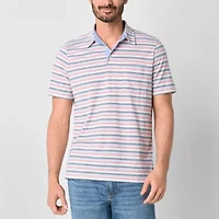 St. John's Bay Striped Sueded Jersey Mens Classic Fit Short Sleeve Polo Shirt