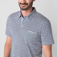 St. John's Bay Striped Sueded Jersey Mens Classic Fit Short Sleeve Polo Shirt