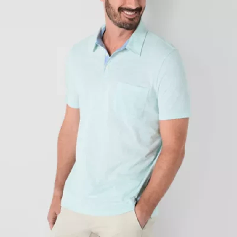 St. John's Bay Sueded Jersey Mens Slim Fit Short Sleeve Polo Shirt