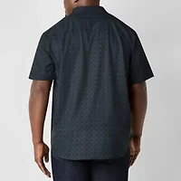 Shaquille O'Neal XLG Geo Mens Short Sleeve Classic Fit Big and Tall Button-Down Shirt