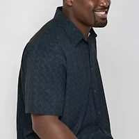 Shaquille O'Neal XLG Geo Mens Short Sleeve Classic Fit Big and Tall Button-Down Shirt