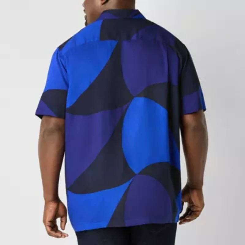 Shaquille O'Neal XLG Lightweight Mens Short Sleeve Classic Fit Big and Tall Button-Down Shirt