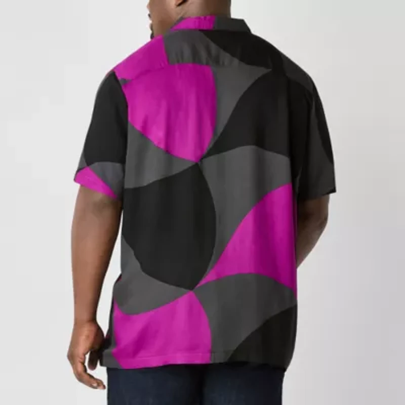 Shaquille O'Neal XLG Lightweight Mens Short Sleeve Classic Fit Big and Tall Button-Down Shirt