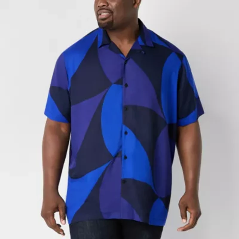 Shaquille O'Neal XLG Lightweight Mens Short Sleeve Classic Fit Big and Tall Button-Down Shirt