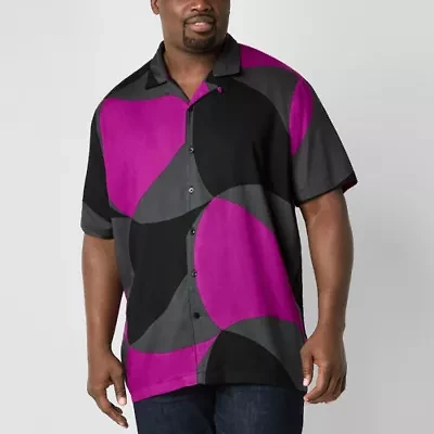 Shaquille O'Neal XLG Lightweight Mens Short Sleeve Classic Fit Big and Tall Button-Down Shirt
