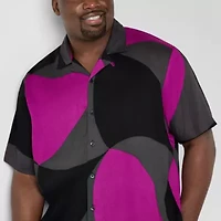 Shaquille O'Neal XLG Lightweight Mens Short Sleeve Classic Fit Big and Tall Button-Down Shirt