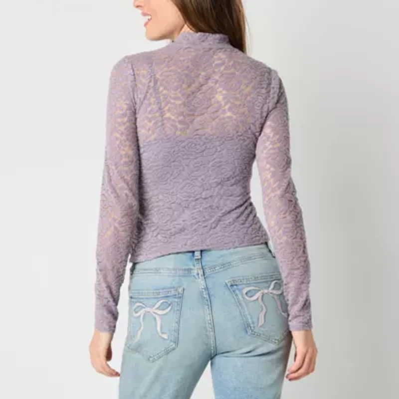 Arizona Lace Womens Long Sleeve Juniors T-Shirt