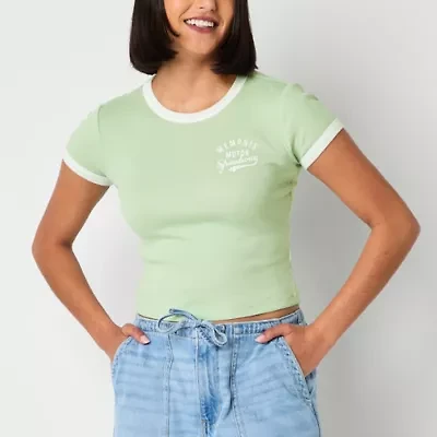Arizona Womens Crew Neck Short Sleeve Juniors T-Shirt