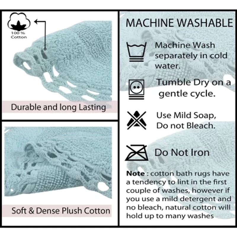 Home Weavers Inc Hampton Crochet 3-pc. Reversible Bath Rug Set