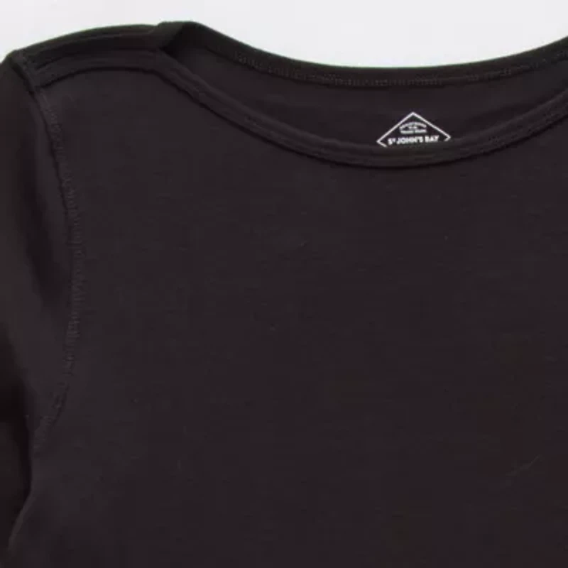 St. John's Bay Womens Easy-on + Easy-off Boat Neck Elbow Sleeve Adaptive T-Shirt