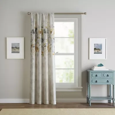 CHF Watercolor Floral Rod Pocket Light-Filtering Single Curtain Panel