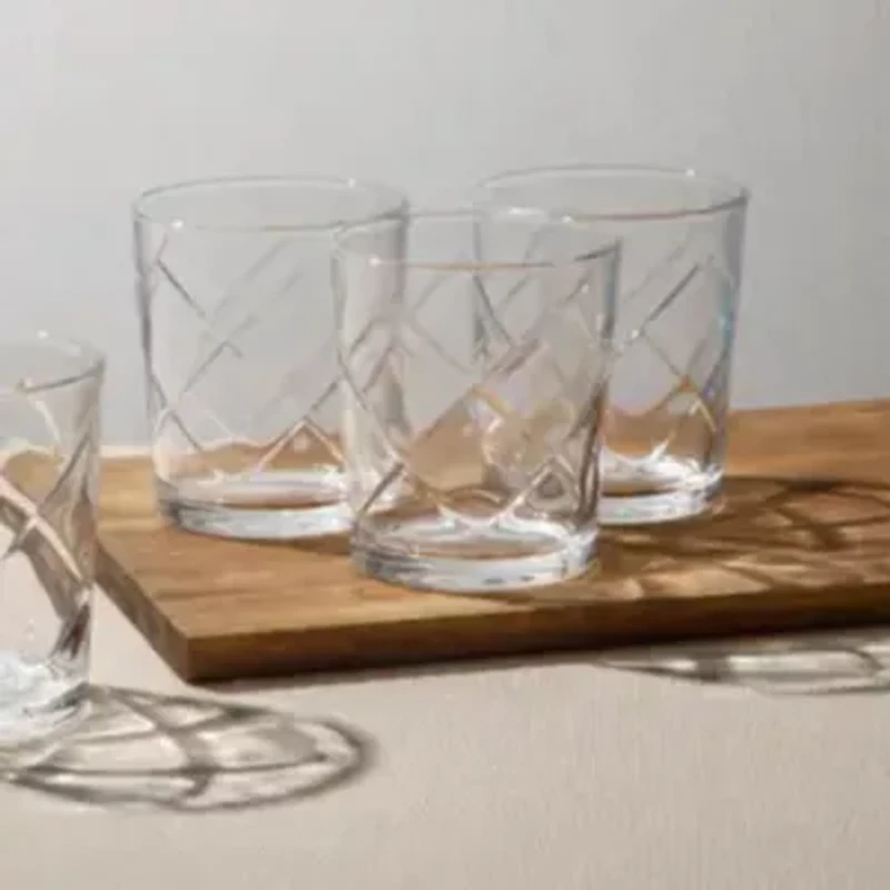 Gibson Home Lattice 4-pc. Double Old-Fashioned Glass Set