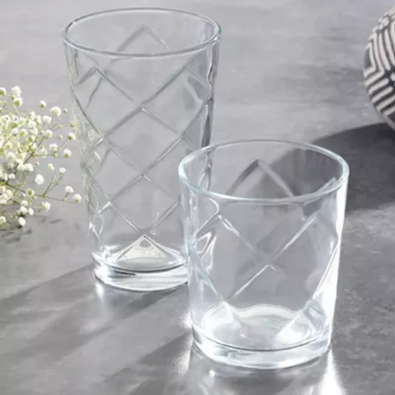 Gibson Home Lattice 4-pc. Double Old-Fashioned Glass Set
