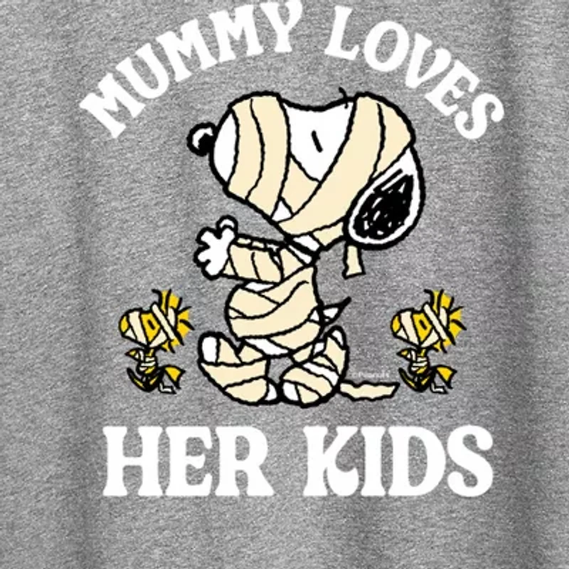 Snoopy Mummy Womens Crew Neck Short Sleeve Regular Fit Graphic T-Shirt