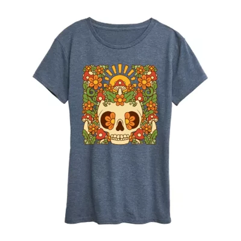 Womens Crew Neck Short Sleeve Regular Fit Graphic T-Shirt