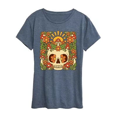 Womens Crew Neck Short Sleeve Regular Fit Graphic T-Shirt