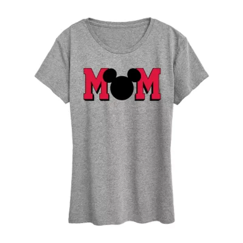 Mom Mickey Ears Womens Crew Neck Short Sleeve Regular Fit Mouse Graphic T-Shirt