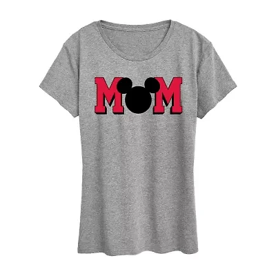 Mom Mickey Ears Womens Crew Neck Short Sleeve Regular Fit Mouse Graphic T-Shirt