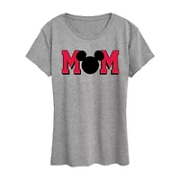 Mom Mickey Ears Womens Crew Neck Short Sleeve Regular Fit Mouse Graphic T-Shirt