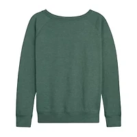 Womens Boat Neck Long Sleeve Regular Fit Graphic T-Shirt