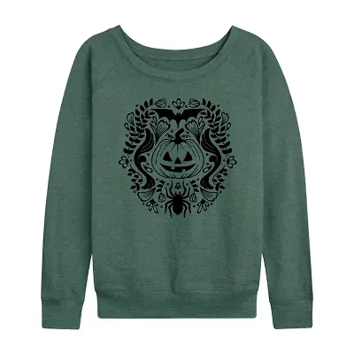 Womens Boat Neck Long Sleeve Regular Fit Graphic T-Shirt