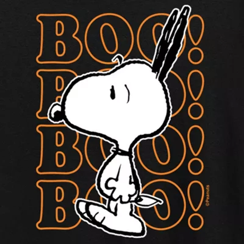 Snoopy Boo Halloween Womens Crew Neck Short Sleeve Regular Fit Graphic T-Shirt