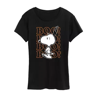 Womens Crew Neck Short Sleeve Regular Fit Snoopy Graphic T-Shirt