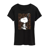Womens Crew Neck Short Sleeve Regular Fit Snoopy Graphic T-Shirt