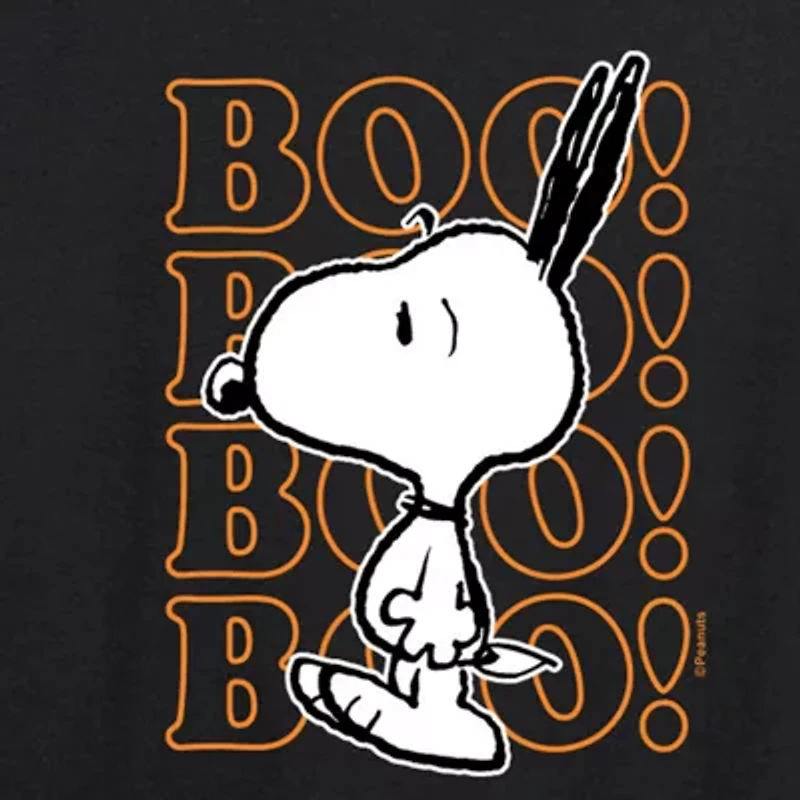 Womens Boat Neck Long Sleeve Regular Fit Snoopy Graphic T-Shirt