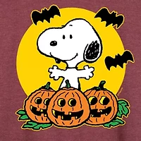 Snoopy Jackolantern Womens Round Neck Long Sleeve Regular Fit Graphic T-Shirt