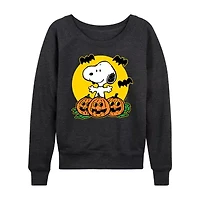 Snoopy Jackolantern Womens Round Neck Long Sleeve Regular Fit Graphic T-Shirt