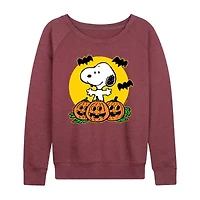 Snoopy Jackolantern Womens Round Neck Long Sleeve Regular Fit Graphic T-Shirt