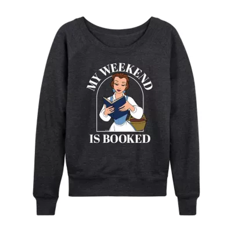 Womens Boat Neck Long Sleeve Regular Fit Belle Graphic T-Shirt