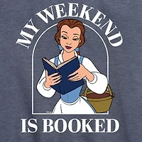 My Weekend Booked Womens Crew Neck Short Sleeve Regular Fit Belle Graphic T-Shirt