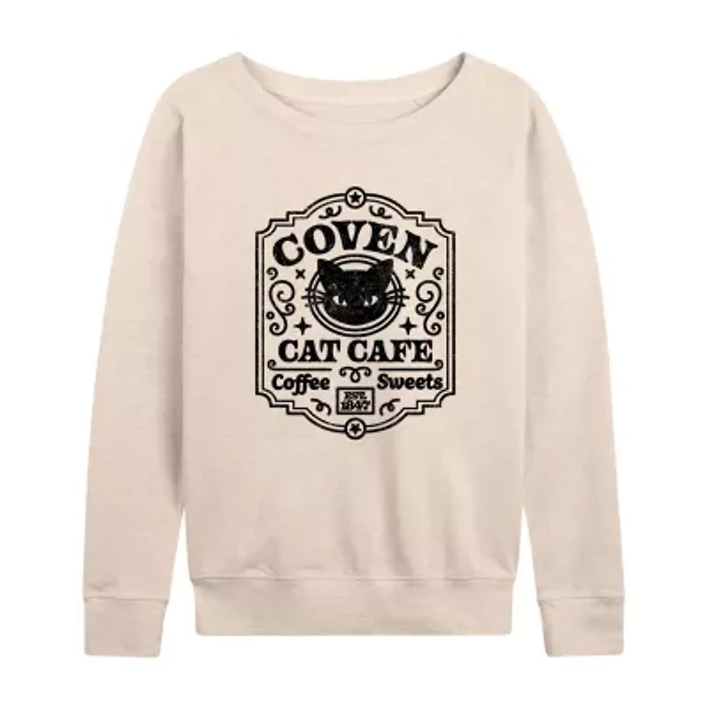 Womens Boat Neck Long Sleeve Regular Fit Graphic T-Shirt