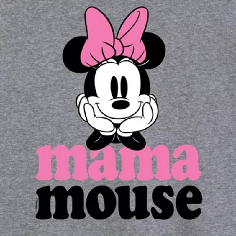 Mom Mouse Womens Crew Neck Short Sleeve Regular Fit Mickey Graphic T-Shirt