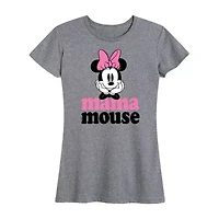 Mom Mouse Womens Crew Neck Short Sleeve Regular Fit Mickey Graphic T-Shirt