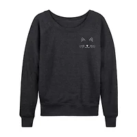 Cat Face Womens Round Neck Long Sleeve Regular Fit Graphic T-Shirt