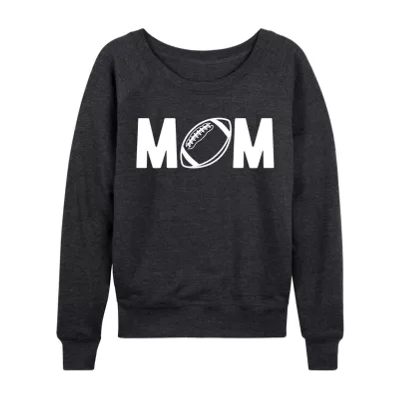 Womens Boat Neck Long Sleeve Regular Fit Graphic T-Shirt