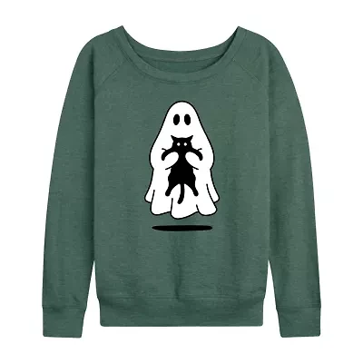 Womens Boat Neck Long Sleeve Regular Fit Graphic T-Shirt