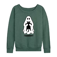 Womens Boat Neck Long Sleeve Regular Fit Graphic T-Shirt