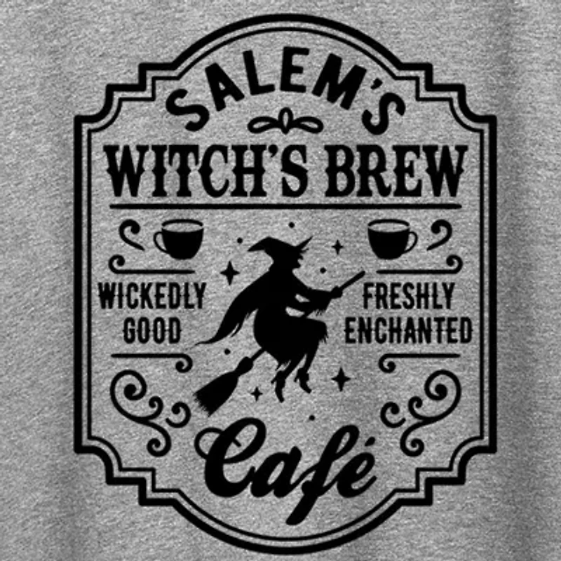 Salems Witch Brew Cafe Womens Crew Neck Short Sleeve Regular Fit Graphic T-Shirt