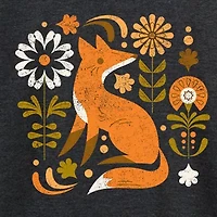 Autumn Fox Womens Round Neck Long Sleeve Regular Fit Graphic T-Shirt